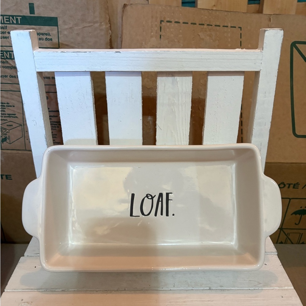 Rae Dunn Artisan Collection White Ceramic LOAF Dish